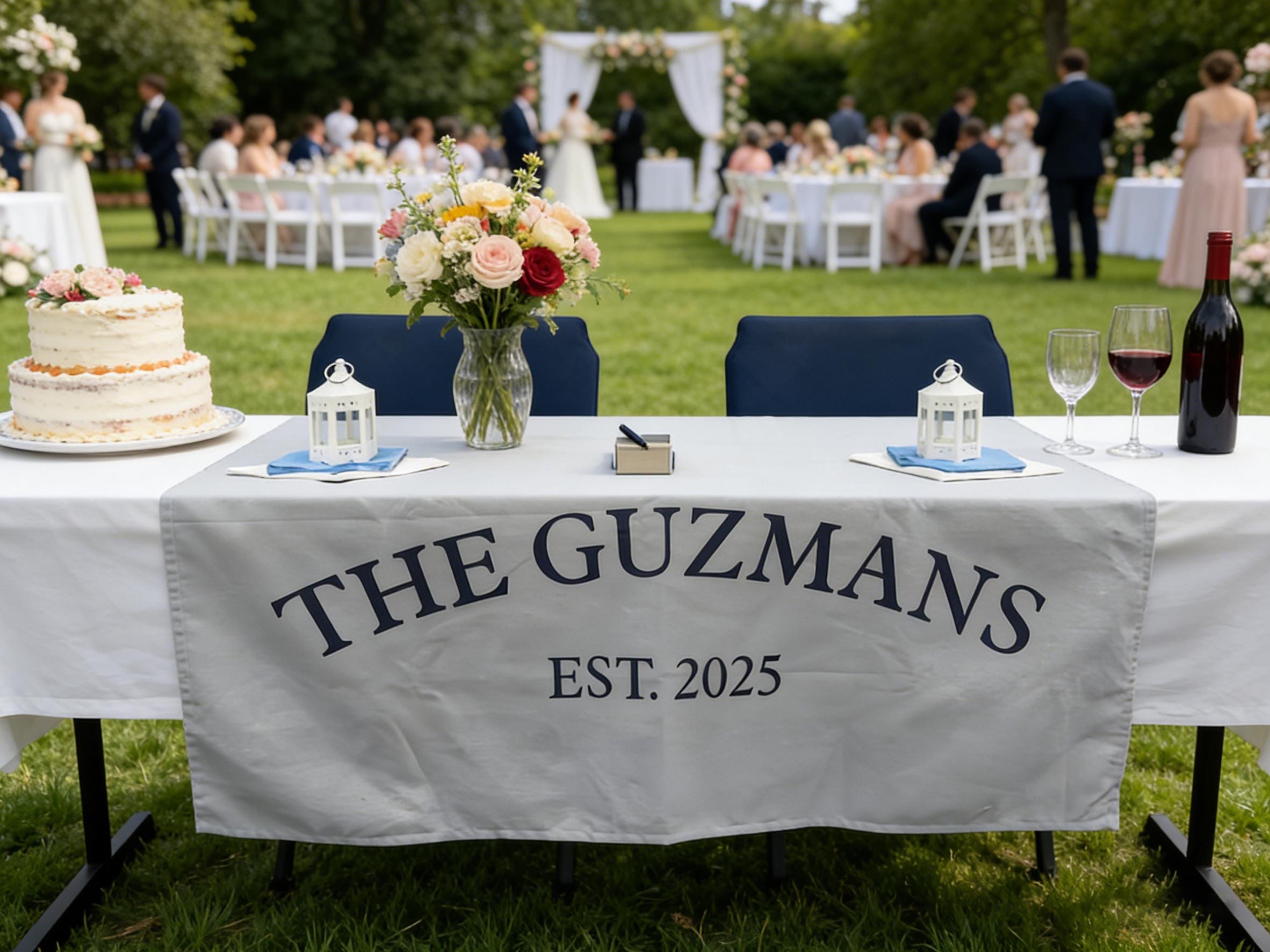 Wedding Linen Table Runner Decor Gifts, Custom Linen Welcome Banner Wedding, Outdoor Wedding Party Table Runner Decor, Linen Wedding Banner.