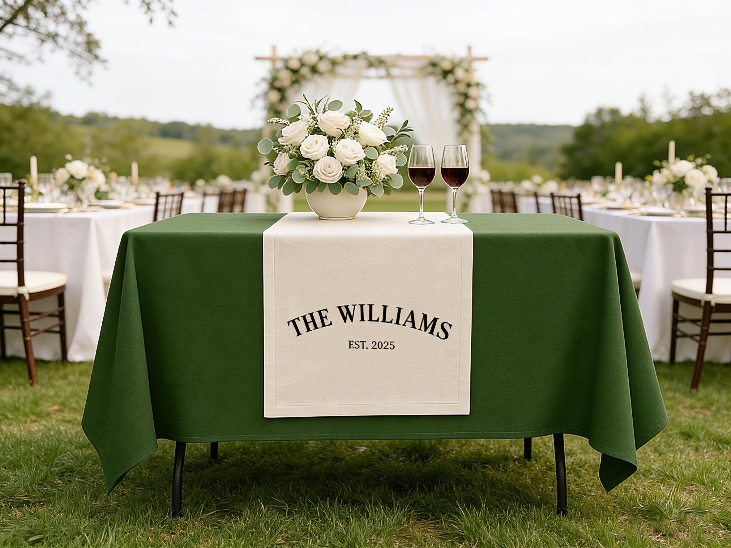 Wedding Linen Table Runner Decor Gifts, Custom Linen Welcome Banner Wedding, Outdoor Wedding Party Table Runner Decor, Linen Wedding Banner.