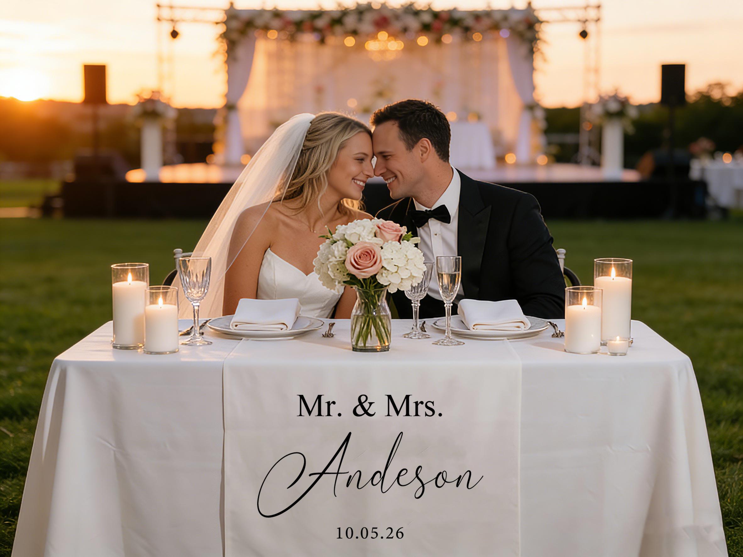 Custom Linen Wedding Table Runners Wedding Reception Gifts, Personalized Wedding Banners, Wedding Table Runner Decor Sweetheart Table Decor