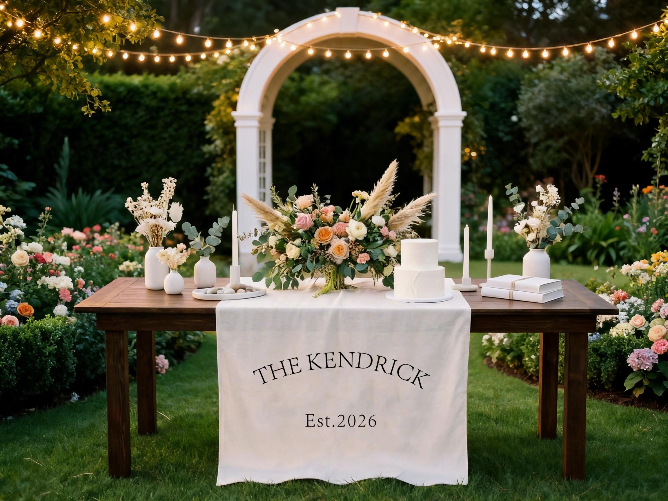 Personalized Family Name Linen Table Runner Wedding Gifts, Wedding Banners Anniversary Gifts, Name Table Banners Table Decor Bridal Shower