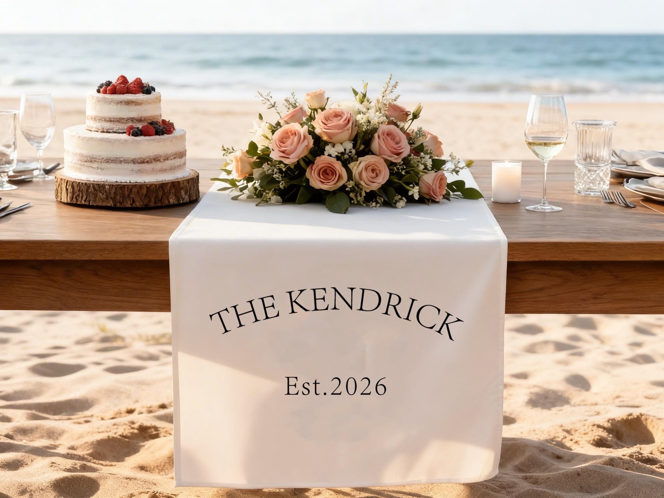 Custom Linen Last Name Sign Wedding Runner Wedding Reception Gifts for Her, Personalized Family Name Wedding Decor, Linen Table Runner Gifts