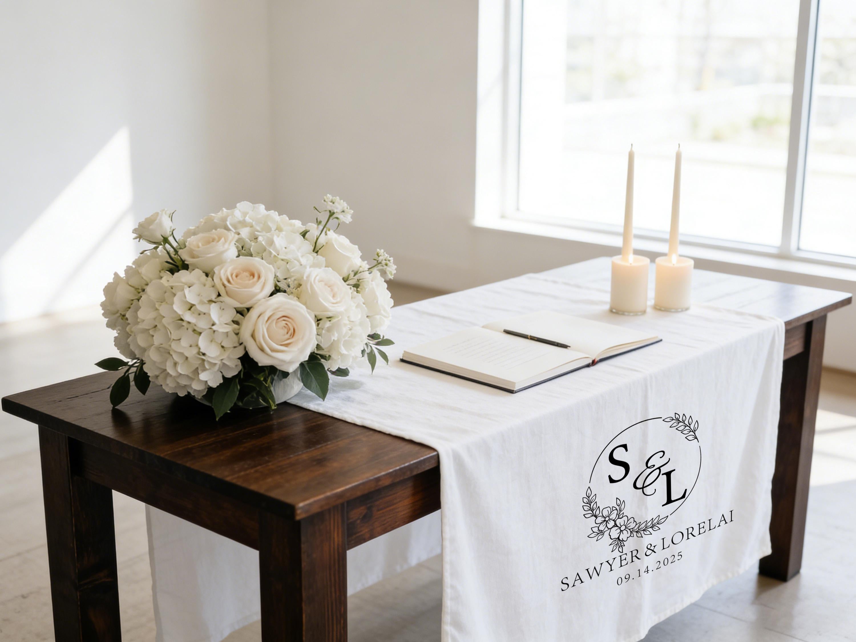 Personalized Initial Wedding Table Runners Gifts for Newlywed, Custom Name Wedding Party Banners Anniversary Gifts, Sweetheart Table Decor