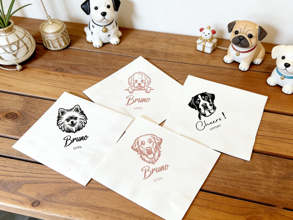 Custom Cute Dog Portrait Wedding Napkins for Newlywed, Personalized Pet Wedding Napkin Wedding Art, Soft Pet Napkins Pet Lover Wedding Decor