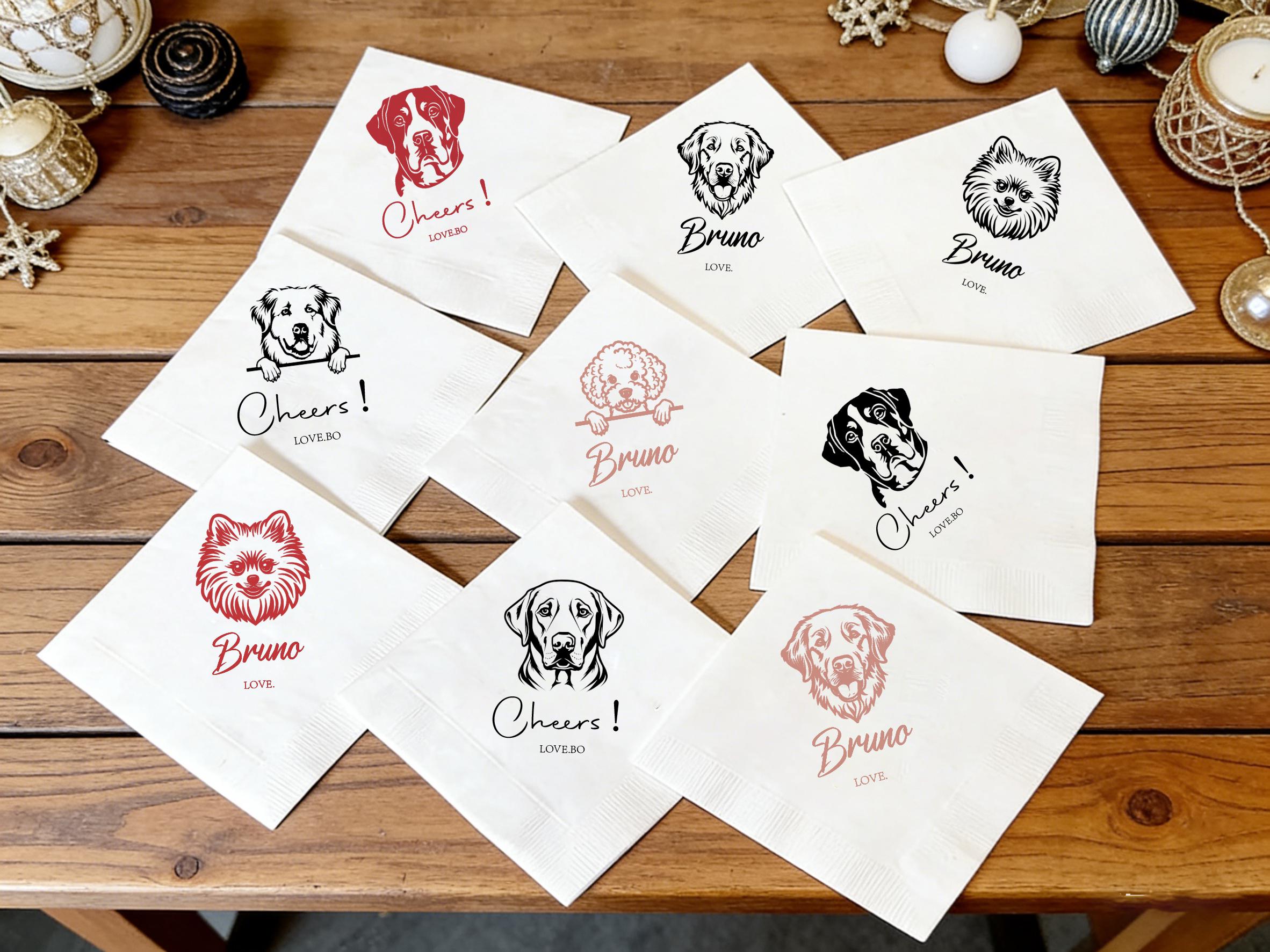 Personalized Dog Photo Wedding Napkins Engagement Decor, Custom Dog Portrait Napkins Bridal Shower, Cute Pet Wedding Napkins Gifts for Her