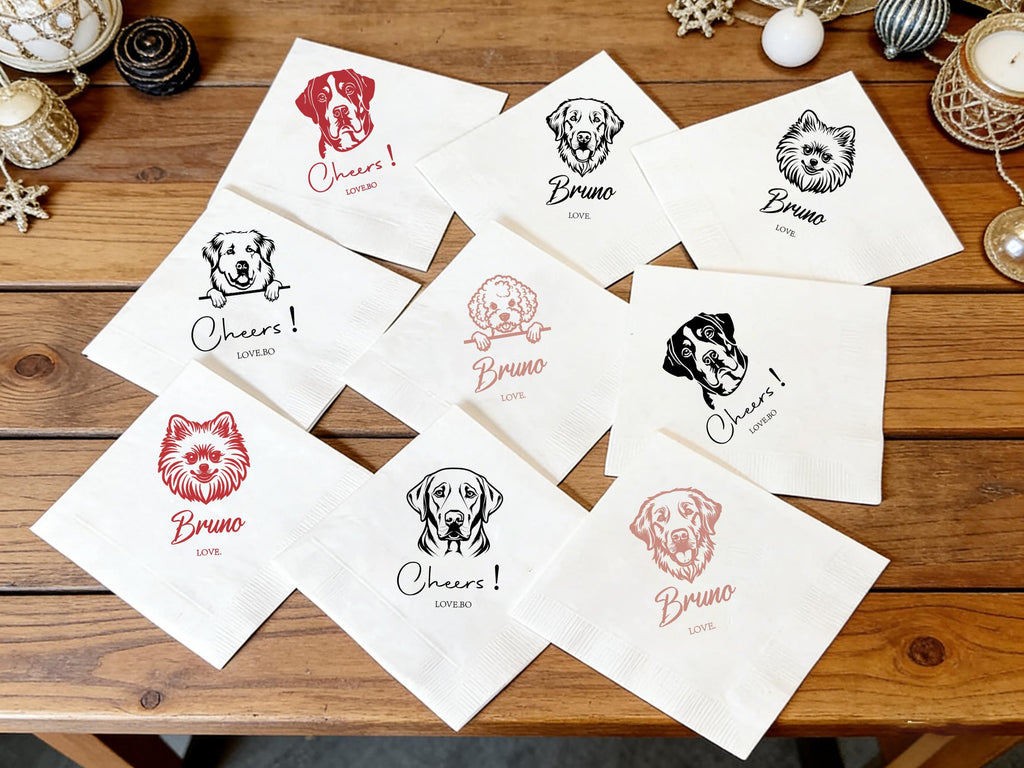 Custom Cute Dog Portrait Wedding Napkins for Newlywed, Personalized Pet Wedding Napkin Wedding Art, Soft Pet Napkins Pet Lover Wedding Decor