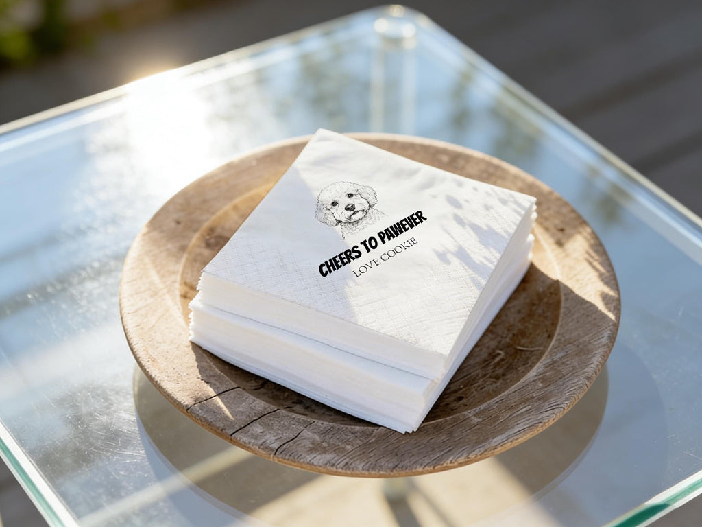 Custom Dog Photo Napkins Gift for Pet Lovers, Dog Portrait Wedding Napkins Gift for Newlyweds, Personalized Pet Napkins Gift for Pet Owners