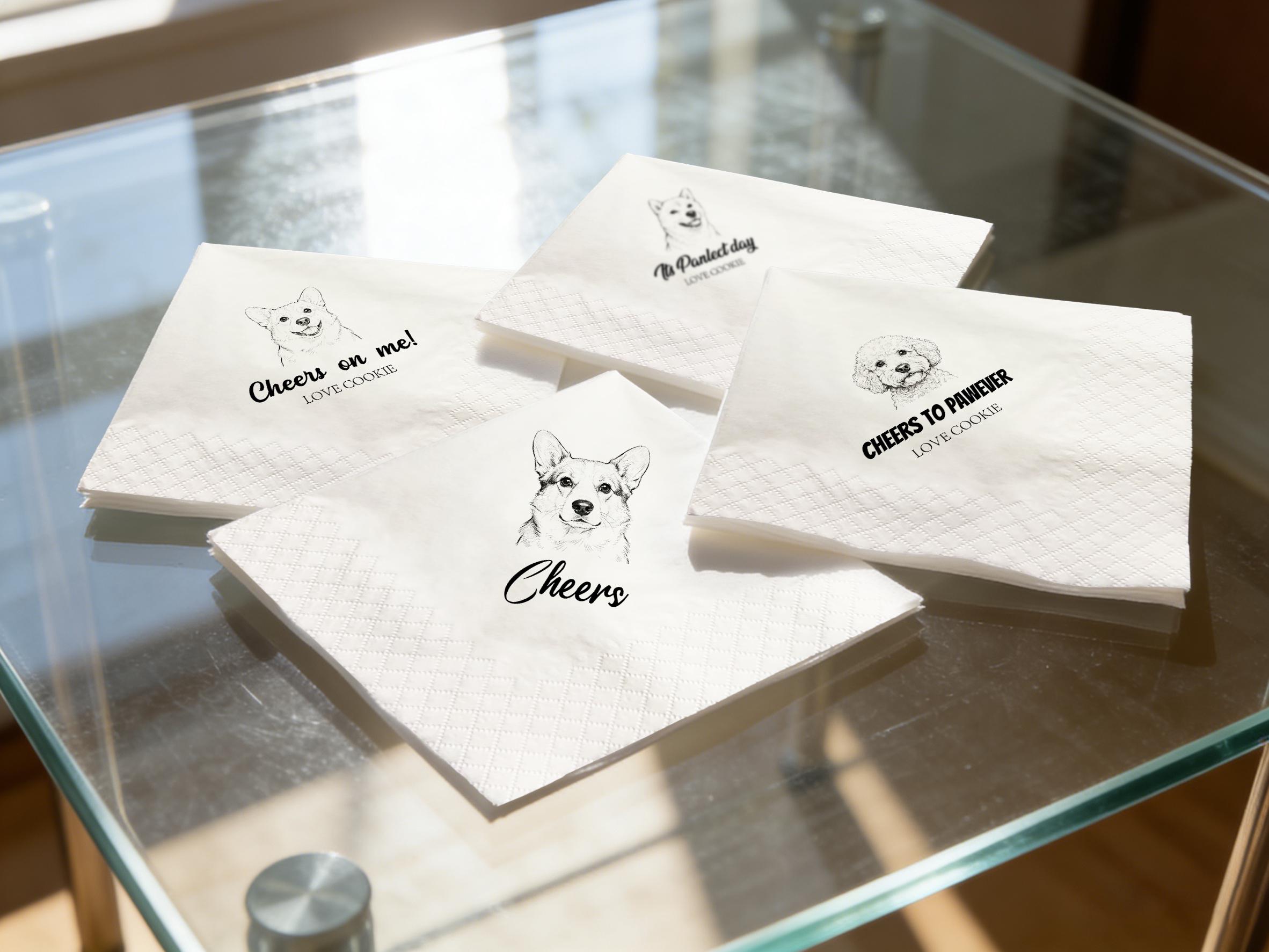 Personalized Dog Portrait From Photo Wedding Napkin for Pet Owners, Dog Napkin Gifts for Pet Lover Wedding, Pet Wedding Napkin Gifts for Her