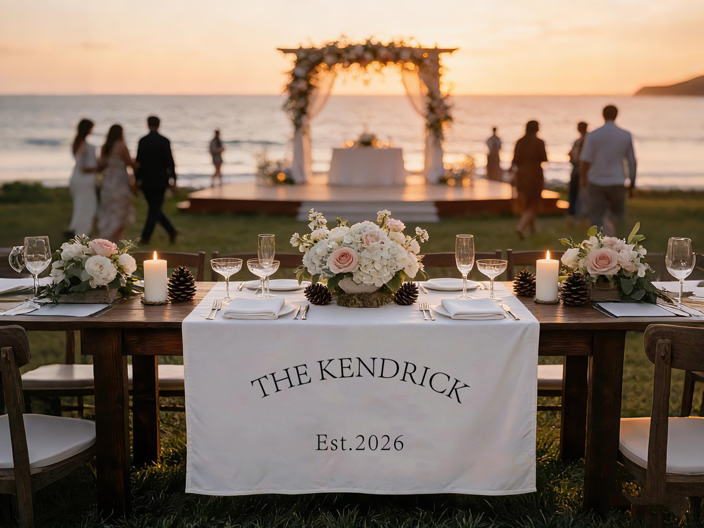 Custom Linen Last Name Sign Wedding Runner Wedding Reception Gifts for Her, Personalized Family Name Wedding Decor, Linen Table Runner Gifts