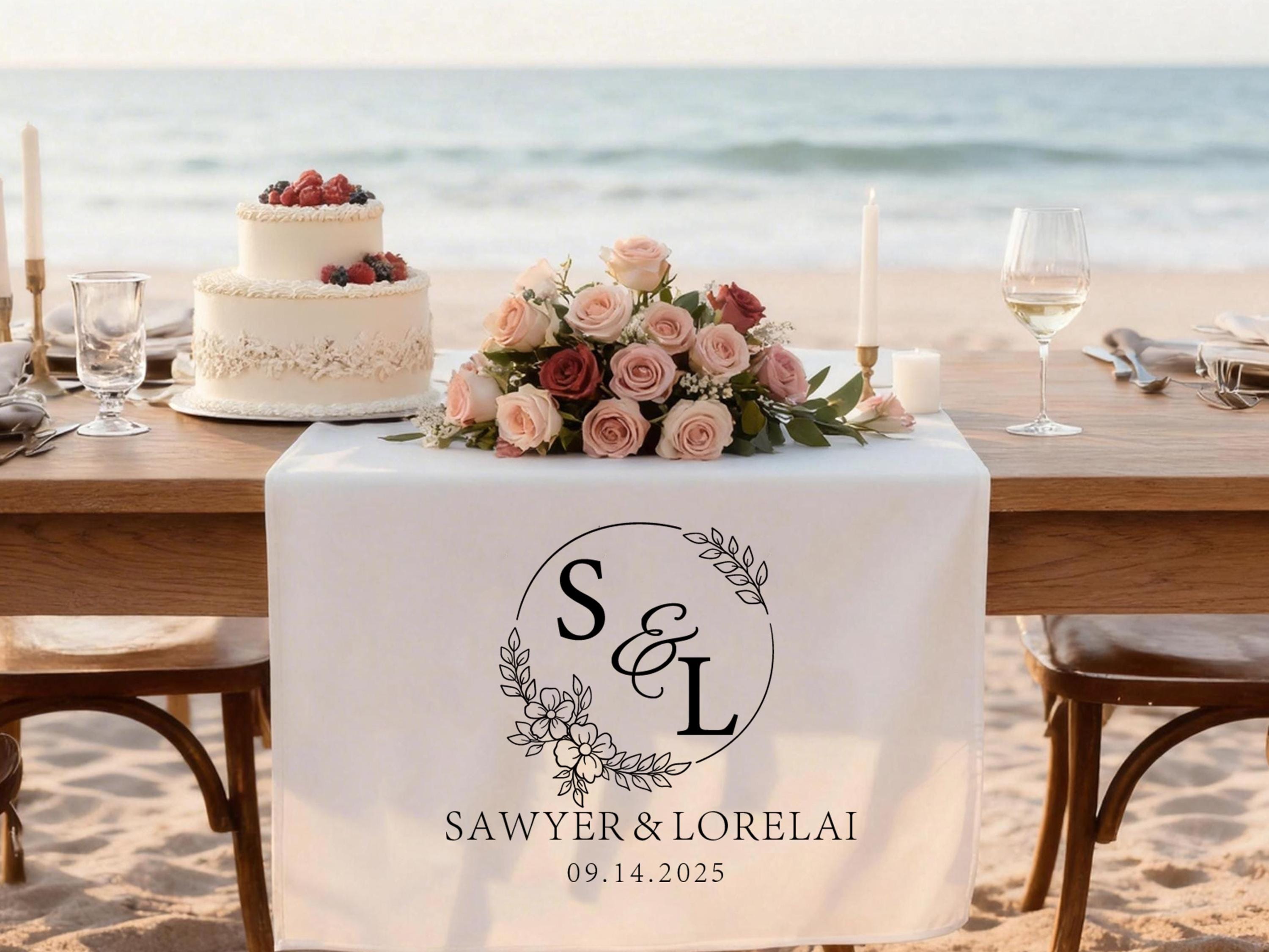 Personalized Initial Wedding Table Runners Gifts for Newlywed, Custom Name Wedding Party Banners Anniversary Gifts, Sweetheart Table Decor