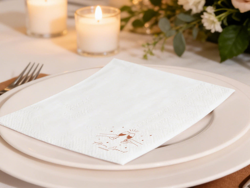 Custom Cocktail Wedding Napkins Engagement Decor, Personalized Cocktail Napkins with Text Anniversary Gifts, Name Napkins Wedding Surprises