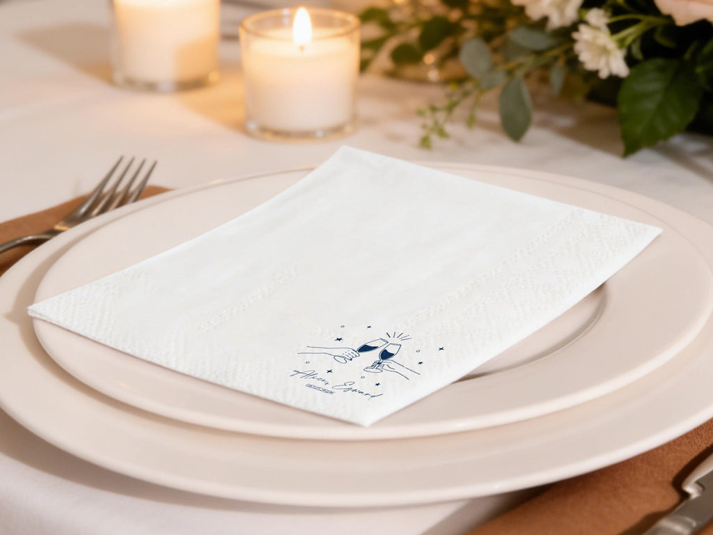 Custom Cocktail Wedding Napkins Engagement Decor, Personalized Cocktail Napkins with Text Anniversary Gifts, Name Napkins Wedding Surprises