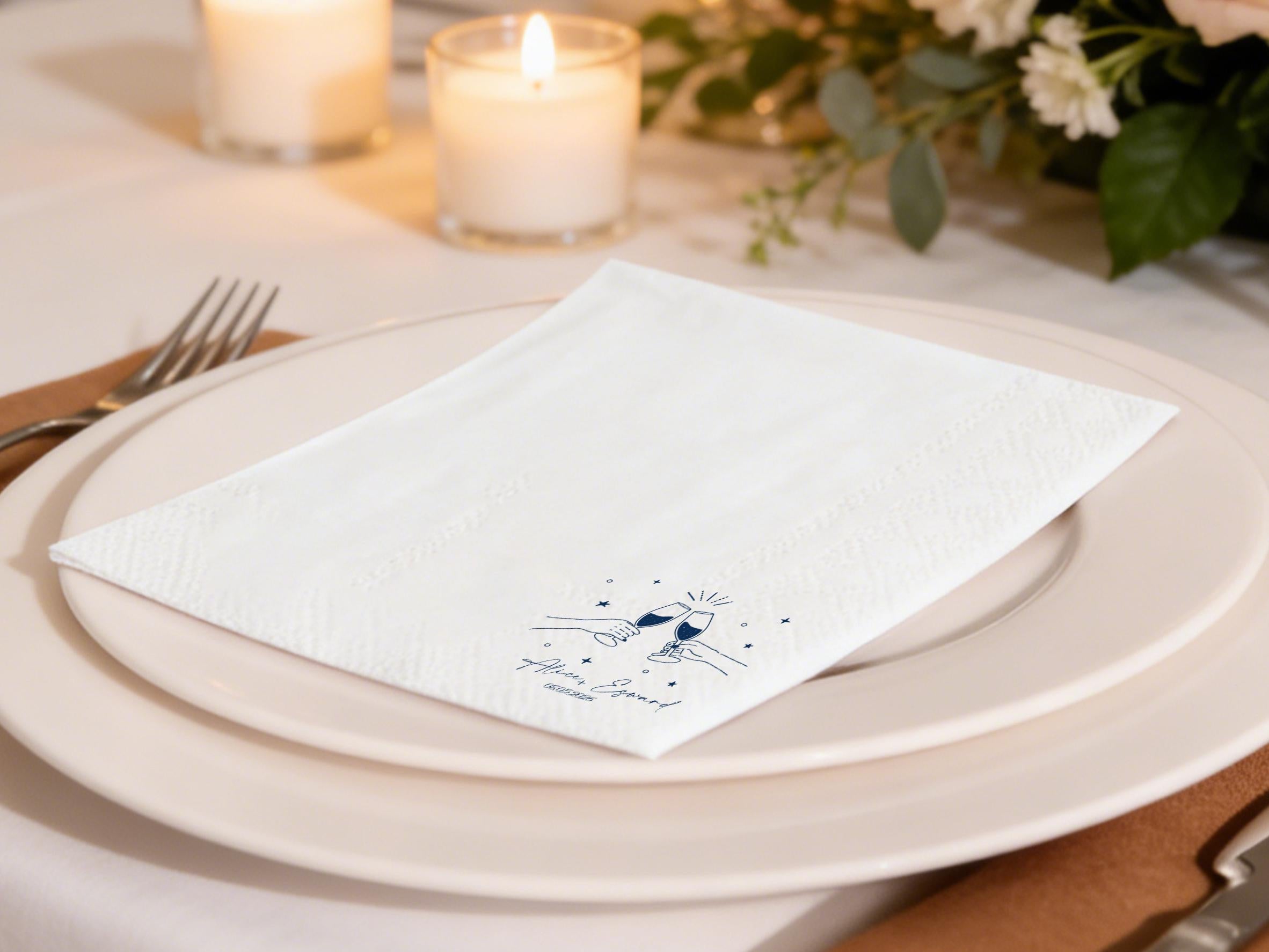Custom Cocktail Wedding Napkins Engagement Decor, Personalized Cocktail Napkins with Text Anniversary Gifts, Name Napkins Wedding Surprises