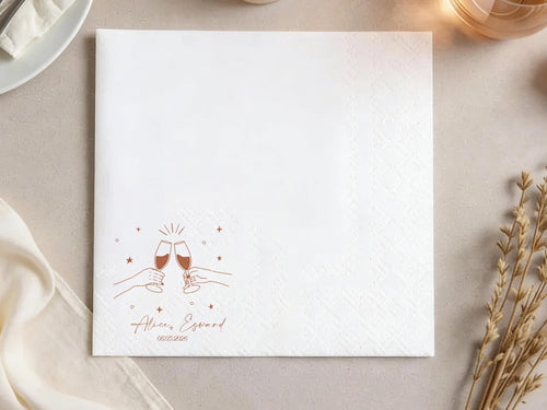 Custom Cocktail Wedding Napkins Engagement Decor, Personalized Cocktail Napkins with Text Anniversary Gifts, Name Napkins Wedding Surprises