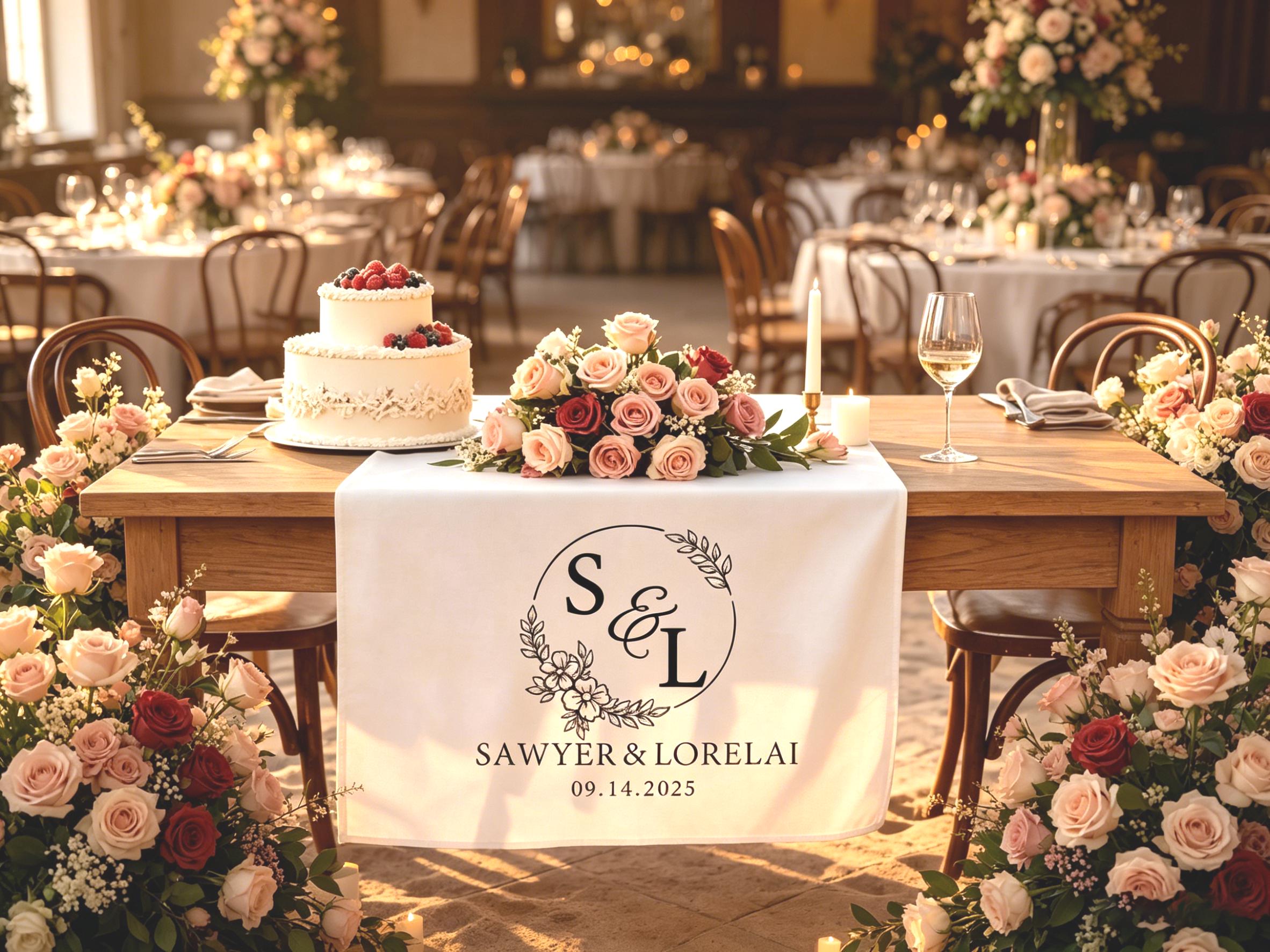 Custom Wedding Initial Table Banners Wedding Decor, Personalized Name Party Banners Wedding Keepsake, Bridal Showers Sweetheart Table Decors