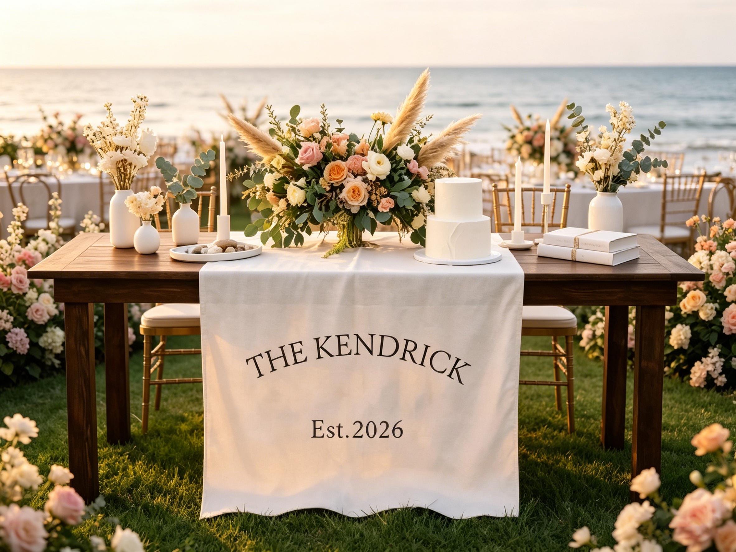 Custom Linen Last Name Sign Wedding Runner Wedding Reception Gifts for Her, Personalized Family Name Wedding Decor, Linen Table Runner Gifts